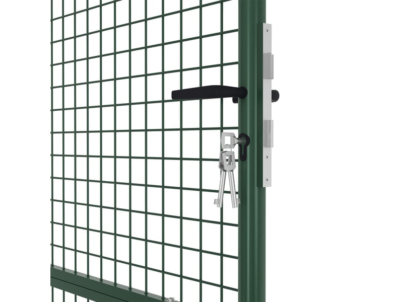 Portillon de jardin 105 x 175 cm en acier avec serrure et poignée vert  - Conforama E