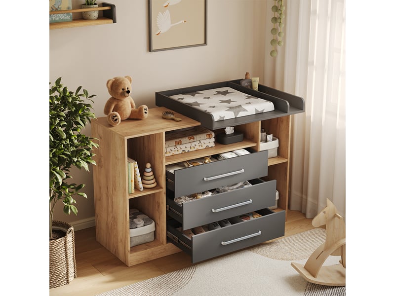  Vicco commode à langer, chêne doréanthracite, 138.3x93cm  - Conforama E