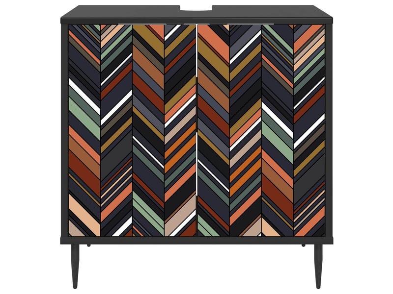  Armoire de salle de bain, meuble de rangement ommen chêne noir 60x40x61 cm  - Conforama E