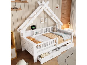 Lit cabane 90x200 cm coloris blanc