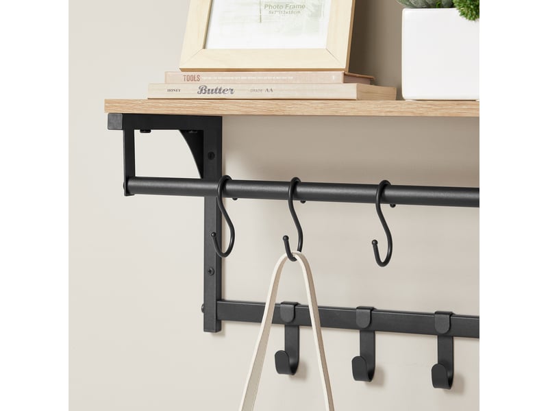  Étagère murale porte-manteau industrielle chêne et noir  - Conforama E