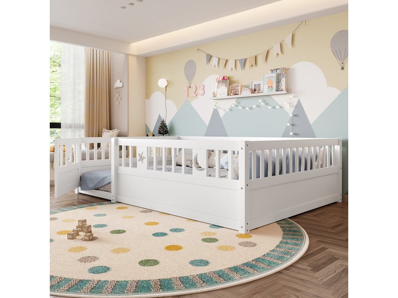 Lit 2 places 140x190 cm coloris blanc pin lit enfant blanc - Conforama D