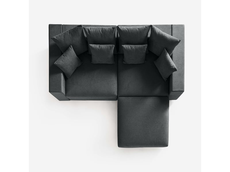  Canapé modulaire de salon déhoussable avec pouf et coussins cortina d - gris  - Conforama D