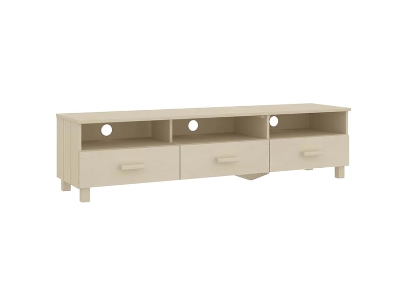  Meuble tv - banc tv - meuble de rangement hamar marron miel 158x40x40 cm bois massif de pin  - Conforama A