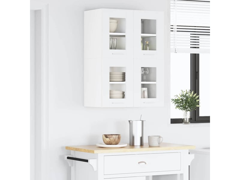  Meuble de rangement cuisine, armoire suspendue 2 pcs blanc bois d'ingénierie shl357  - Conforama D