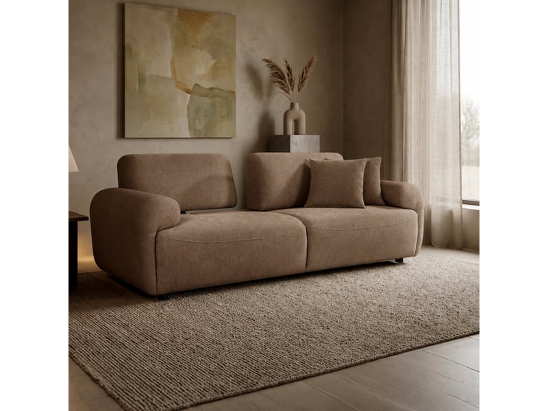 Canapé 3 places avec dossier amovible en tissu taupe - Conforama B