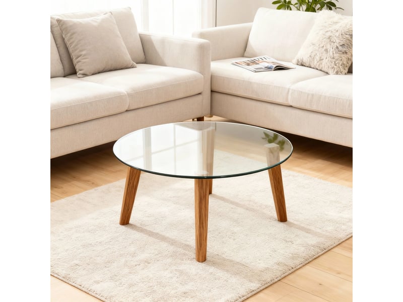  Plateau de table rond en verre trempé, ø46 cm, épaisseur 6 mm, sans montage  - Conforama D