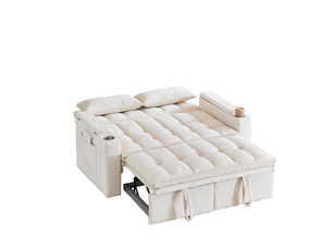 Canapé droit convertible <strong></strong> <strong></strong> 2 places Tissu beige