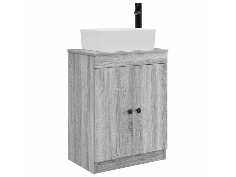 Meuble salle de bain avec évier, meuble de rangement sonoma gris 54x35x83 cm shl3756 - Conforama A