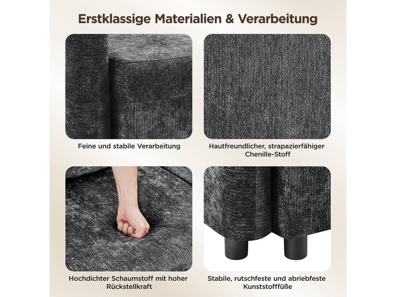  Canapé d'angle 3 places noir en l avec méridienne 144cm  - Conforama D