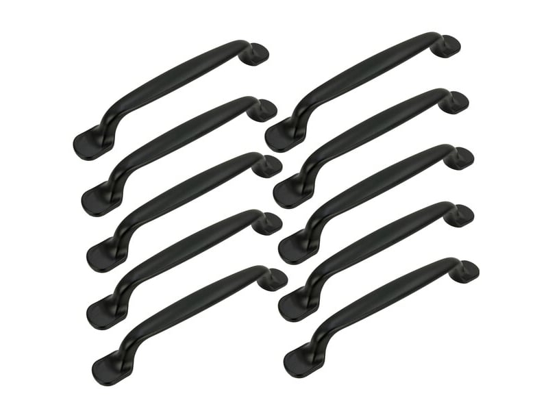  10 poignées de meubles métalliques de couleur noire de 128 mm  - Conforama A