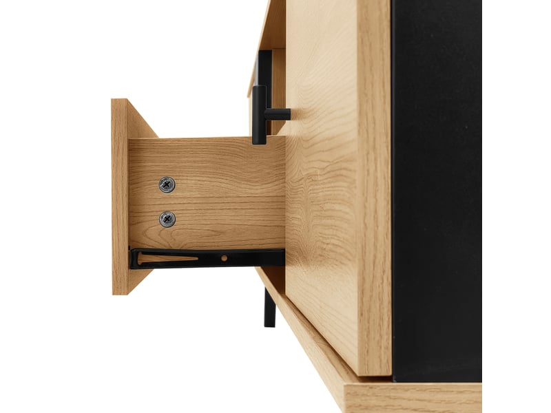  Ensemble de meubles de salon 3 pièces 170x40x50,5 cm avec led panneau de particules noir et bois  - Conforama D