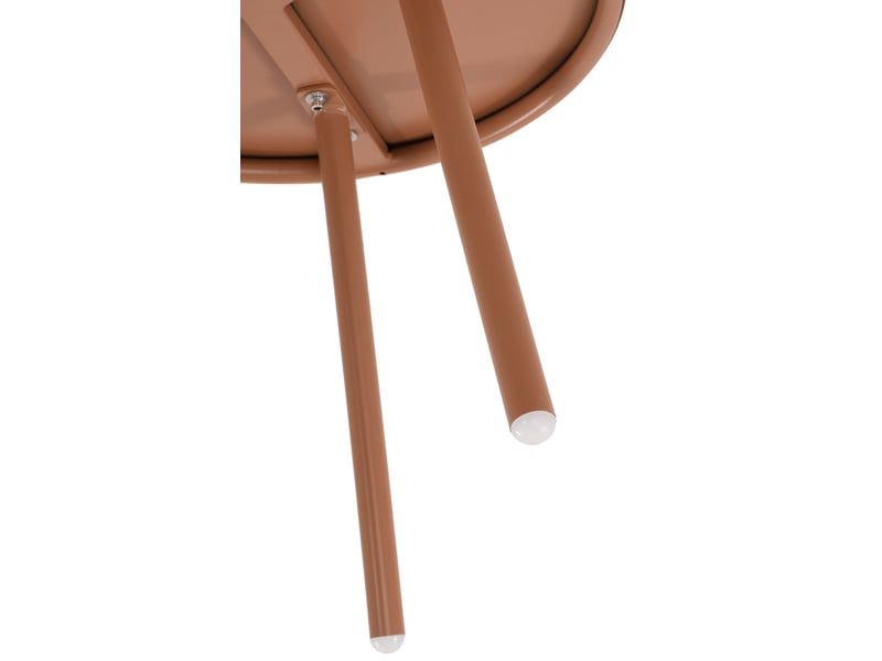 Table basse ronde intérieur extérieur plateau polypropylène couleur terre cuite pieds métal ø 50 cm 10_0009225  - Conforama E