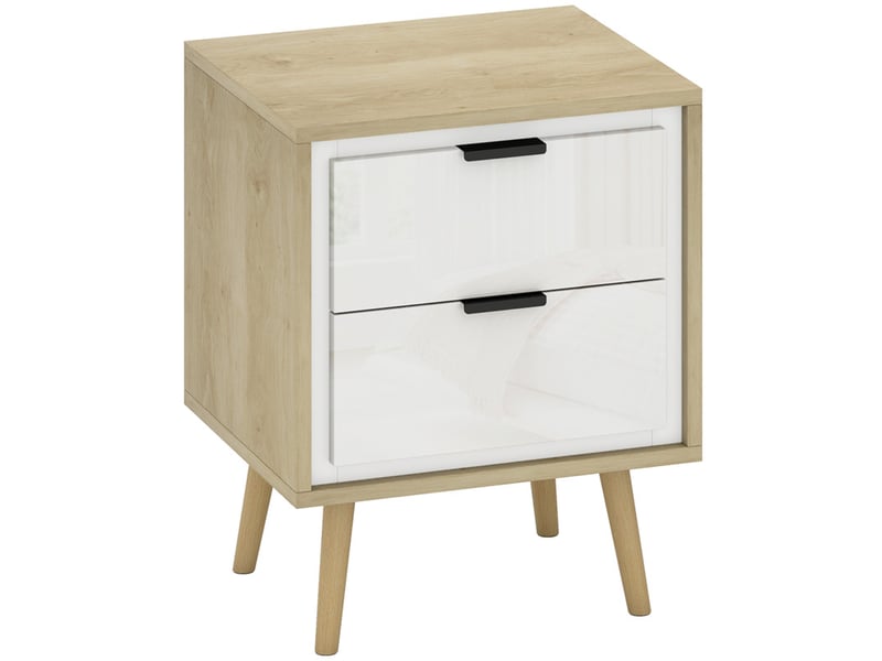 Chevet style scandinave nicola blanc effet bois clair  - Conforama A