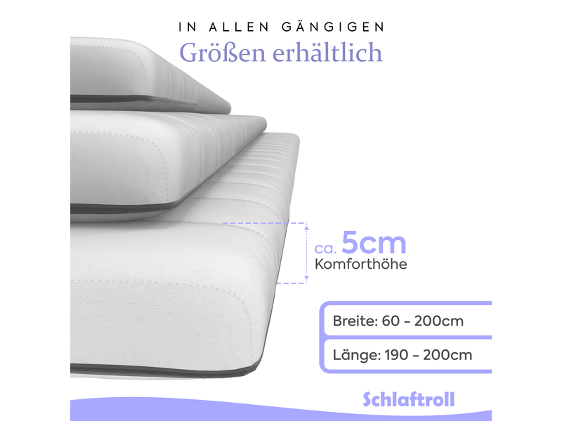  Topper gel 90x200 cm 8 cm d’épaisseur 7 zones topper de matelas soulagement de la pression respirant rafraîchissant  - Conforama D