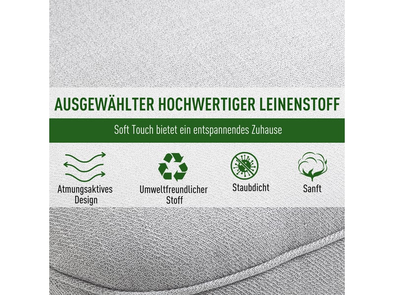  Fauteuil en tissu aspect lin avec coussin pieds en bois gris 52,5 x 69 x 77 cm  - Conforama E