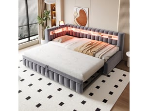Lit banquette 90x200 cm <strong>SAPGAKS</strong> <strong></strong> coloris gris