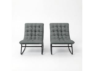 Fauteuils à bascule d'extérieur 64x101x71 cm – gris foncé et noir – lot de 2 avec coussins rembourrés pour terrasse