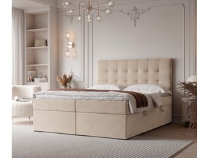 Lit coffre 160x200 cm <strong>IDOHOME</strong>  <strong>IMPERIAL</strong> coloris beige