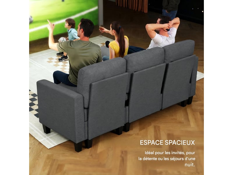  Canapé d'angle convertible 3 places avec coffre réversible 197 x 129 x 85 cm  - Conforama D