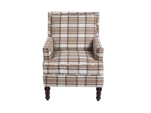 Fauteuil d’appoint rembourré vintage en tissu lin rayé avec finition à clous décoratifs, siège élégant pour votre salon
