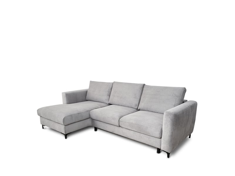 Canapé d'angle droit convertible - 4 places - velours côtelé - fiesole - gris clair 3CA52.CA.4AC.G.02 - Conforama E