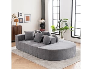 Canapé droit compressé fixe 5 places Tissu blanc