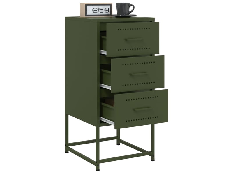  Lot de 2 tables de chevet - cabinet de chevet - table de nuit vert olive 36x39x78 cm acier  - Conforama C