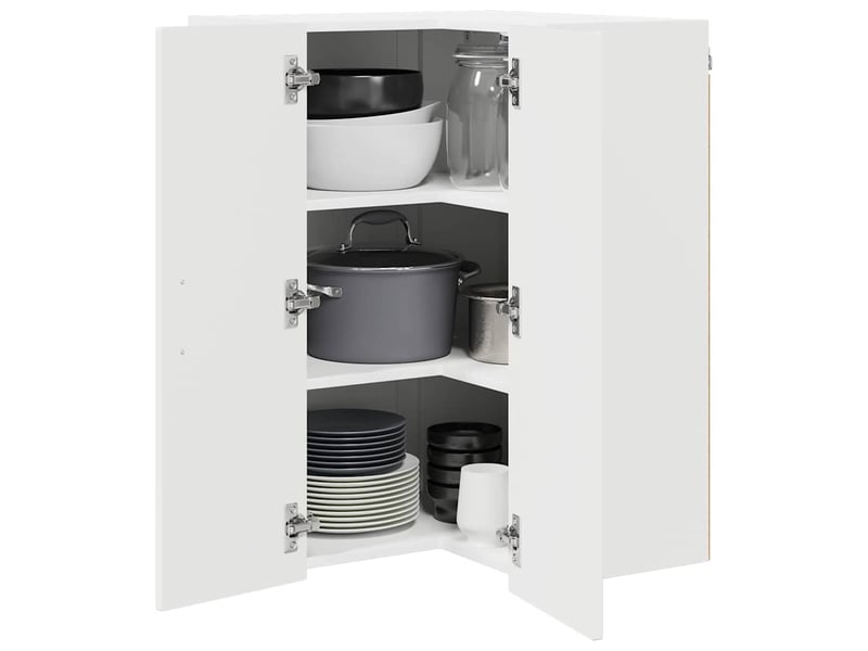  Meuble mural de cuisine, armoire d'angle cuisine lucca blanc brillant 57x57x80cm  - Conforama C