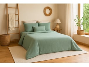 Parure de lit uni gaze de coton - 140x200 kaki