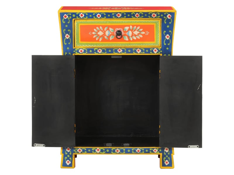  Buffet - bahut - meuble de rangement peint à la main 54x30x74 cm bois massif de manguier  - Conforama C