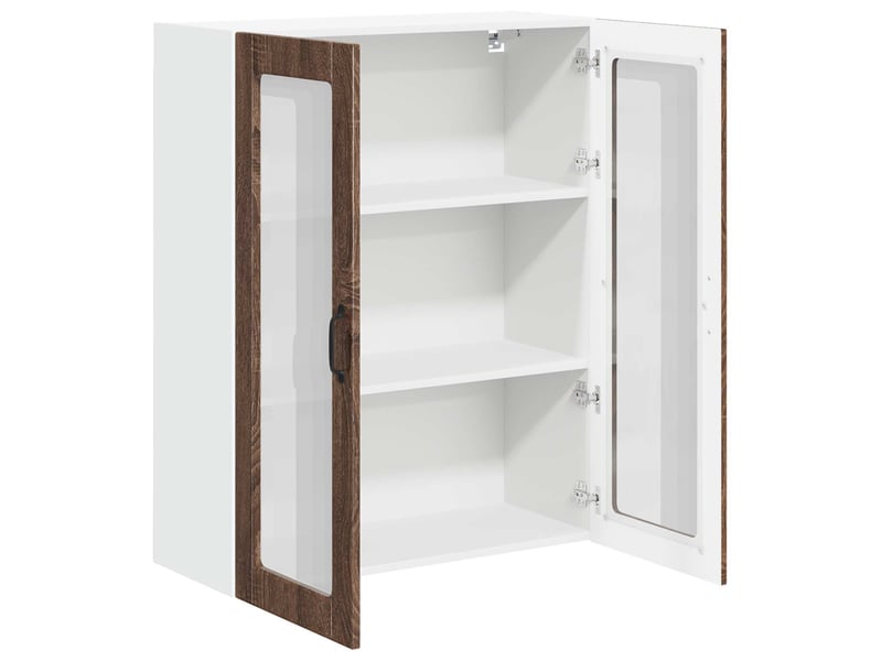  Meuble mural de cuisine, cabinet en verre mural chêne brun 80x31x100cm shl8859  - Conforama E