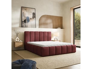 Lit coffre 180x200 cm <strong>MASSENO</strong> <strong></strong> coloris rouge