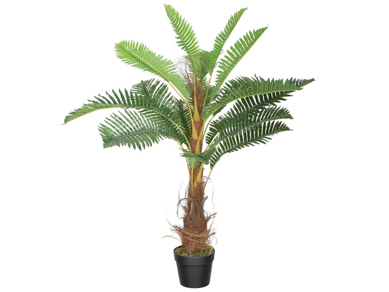  Palmier artificiel palmier 100 cm avec 21 feuilles en peva, plante décorative avec pot en plastique, vert  - Conforama A