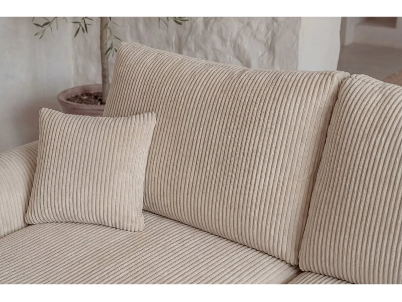  Elio mini - canapé d'angle convertible petit velours côtelé 3 places beige  - Conforama E