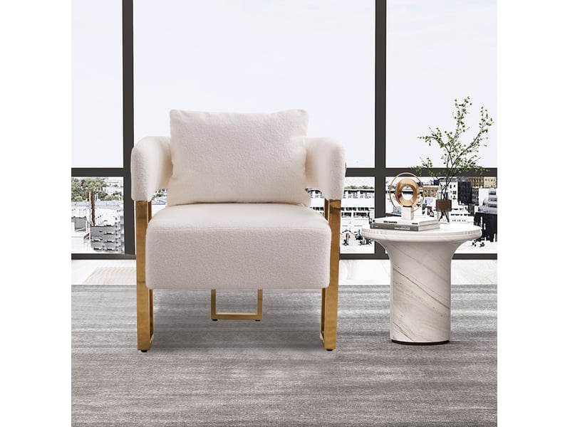  Fauteuil de relaxation 1 place 68 x 68 x 70 cm blanc en velours, avec coussins de tête et lombaires  - Conforama E
