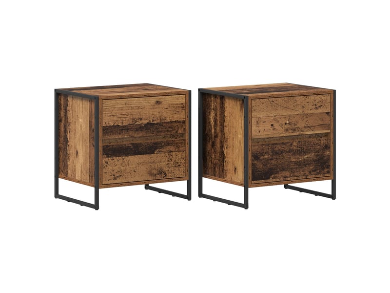 Table de chevet - cabinet de chevet - table de nuit 2 pc bois ancien 50 x 39,5 x 50 cm - Conforama A