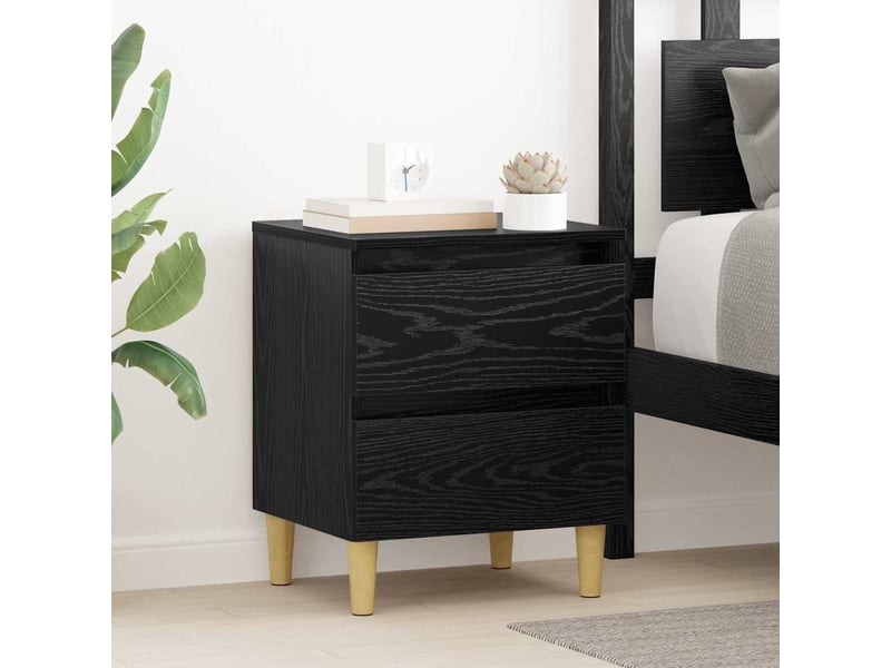  Meubles de lit 2 pc chêne noir 40 x 35 x 50 cm  - Conforama C