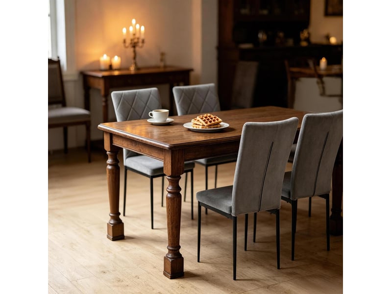  Lot de 4 chaises de salle à manger rembourrées avec dossier haut et pieds métalliques en velours gris foncé  - Conforama D