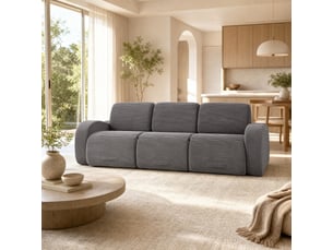Canapé modulable convertible 3 places 247x115x76 cm compressé, mousse douce, velours côtelé couleur gris