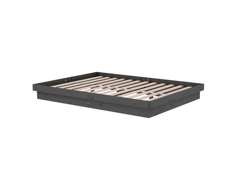  Lit double- lit adulte -  cadre de lit sans matelas gris bois massif 140x190 cm  - Conforama C