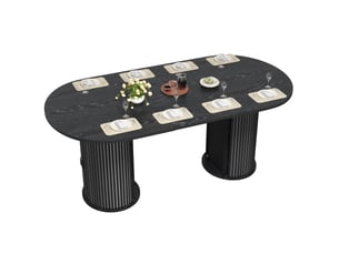 Table à manger extensible,150-190x80x75 cm,avec rangement,mdf,noir