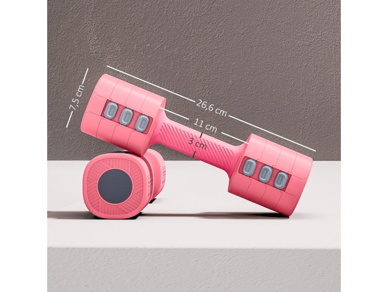  Set de 2 haltères réglables 26,6x7,5x7,5 cm – rose – 4 niveaux de 1 à 2,5 kg, poignée antidérapante  - Conforama B