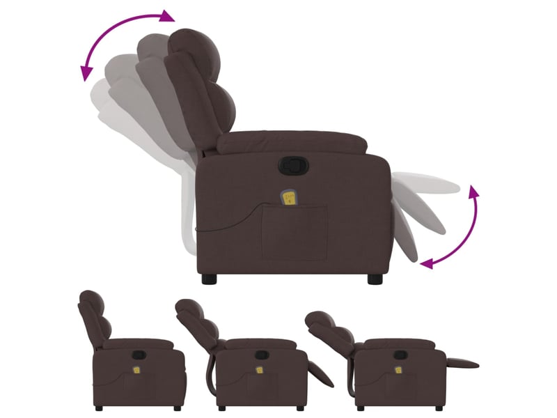  Fauteuil de relaxation tv fonction massage inclinable inclinaison manuelle en tissu marron foncé dec026987  - Conforama D