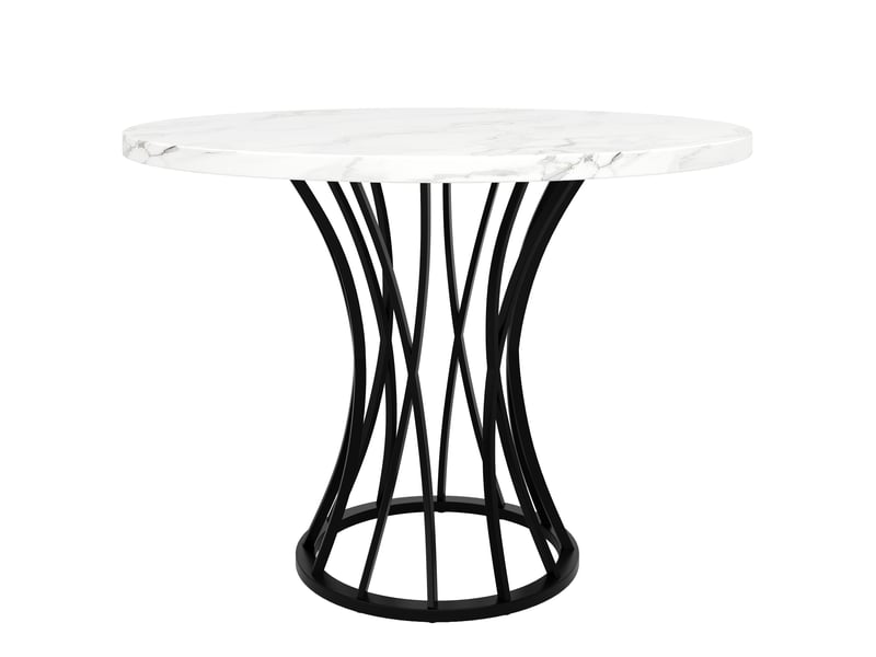  Table à manger ronde ø 80 cm, blanc effet marbre et noir Fay Lum - Conforama E