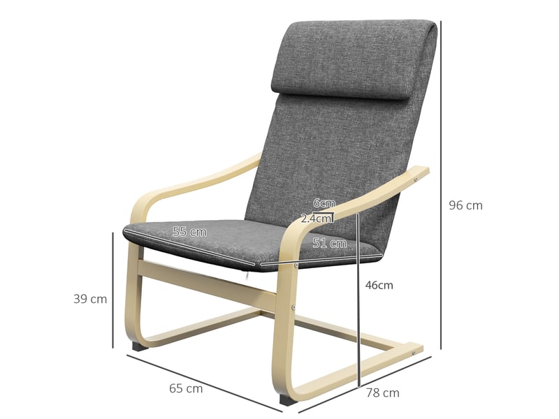  Fauteuil avec accoudoirs et repose-tête aspect lin bois gris et naturel 66,5x80x99 cm  - Conforama C