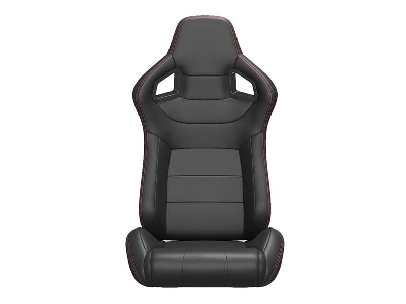  Siège baquet racing universel noir pvc surpiqûres rouges inclinable côté gauche  - Conforama A