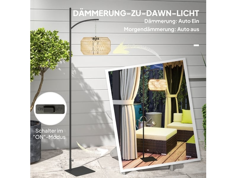  Lampadaire solaire extérieur 44x32x178 cm avec capteur de lumière métal noir et jaune  - Conforama E