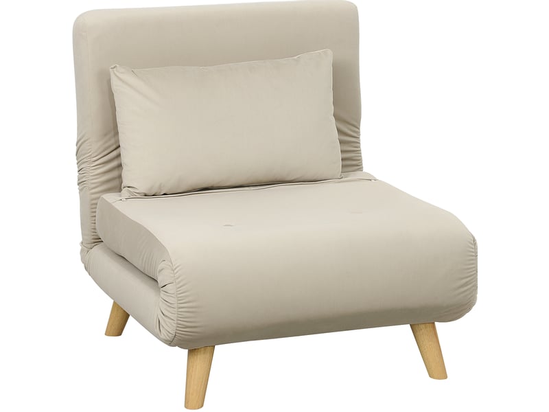  Fauteuil convertible 72 x 78 x 79 cm en velours avec dossier réglable beige chicfurn  - Conforama A