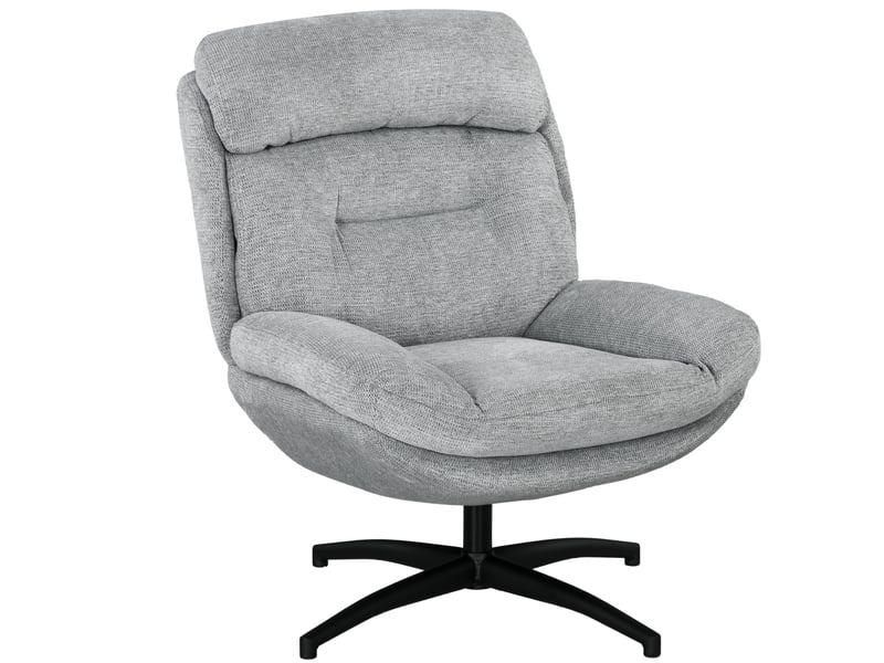  Fauteuil pivotant 79x91x98 cm, rotation 360 degrés, accoudoirs intégrés, polyester gris, design moderne, canapé 1 place  - Conforama A
